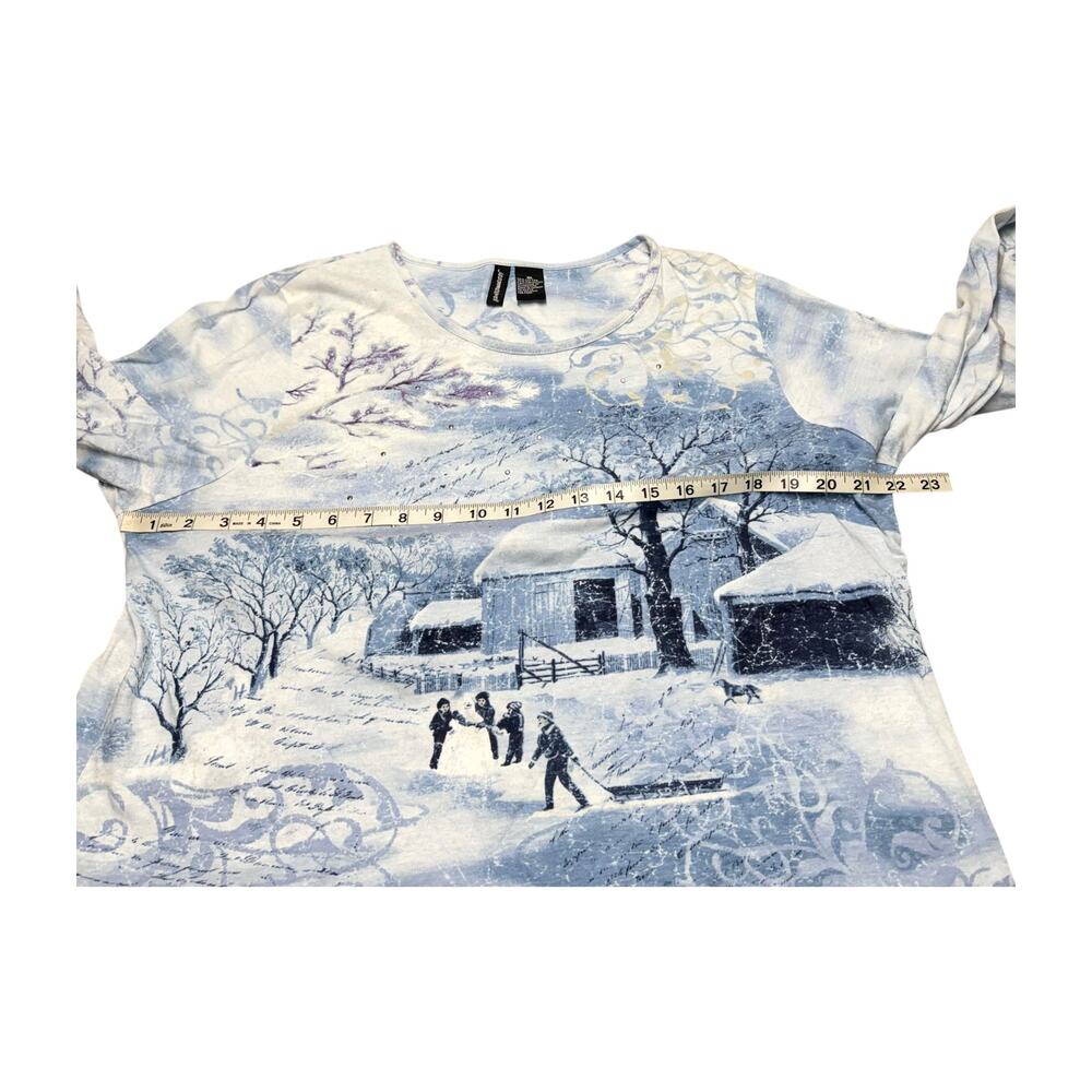 JasonMaxwell Winter Scene Blouse XL - Picture 4 of 7
